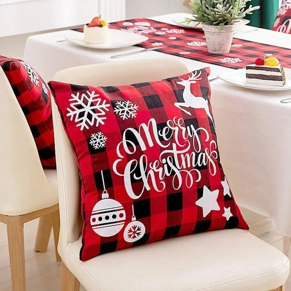 18x18  inch Christmas Decorations Tree Reindeer Pillow Cushion Covers for Sofa - Picture 3 of 7